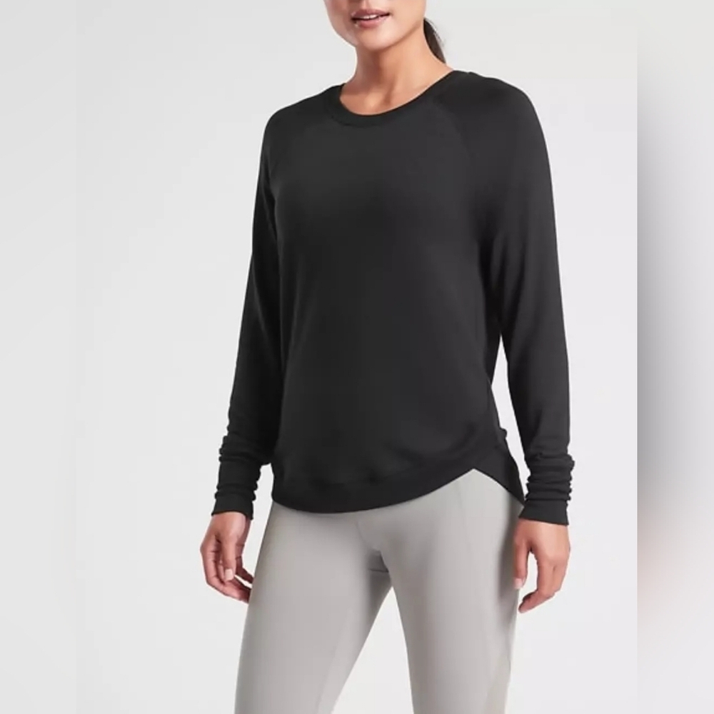 Athleta Mindset Beyond soft sweatshirt black Large Athleisure Yoga